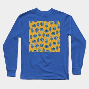 Blue and Gold Christmas Bubbles Long Sleeve T-Shirt